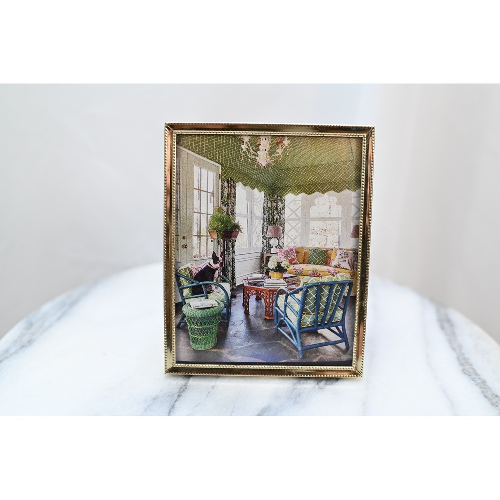 Vintage Polished Brass 4x5 Picture Frame Tabletop Easel Back Gold Tone Decor